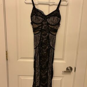 bebe Black and Cream Lace Chemise